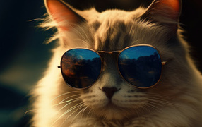 Cat in black sunglasses