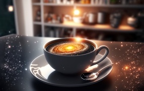 Фантастическая чашка кофе с космосом