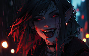 Smiling fantasy vampire girl