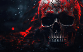 Steel skull in red paint