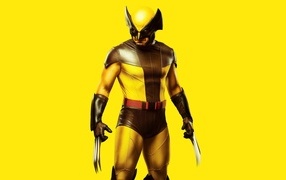 Wolverine computer game character on yellow background