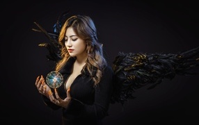Dark angel girl with balloon