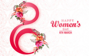 Красивая цифра 8 с цветами на международный женский день