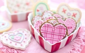 Box with heart-shaped cookies