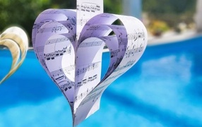 Paper heart from a music notebook