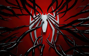Белый логотип человека паука опутывает веном