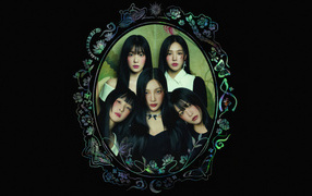 Участницы женской группы Red Velvet на черном фоне в картине
