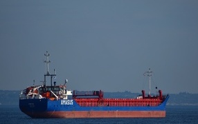 Большое грузовое судно Amasus в море