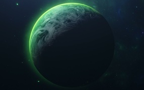Big green planet in space