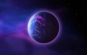 Big purple planet in space