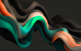 Абстрактные разноцветные волны на черном фоне
