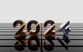 Beautiful 3D numbers 2024 on a gray background