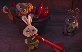 Hares with fireworks from the cartoon Kung Fu Panda 4