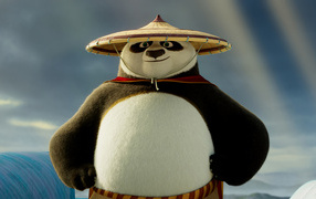 Panda Po in a hat in the new cartoon Kung Fu Panda 4