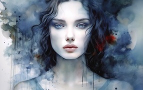 Beautiful drawn blue-eyed girl