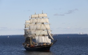 Large sailing ship at sea