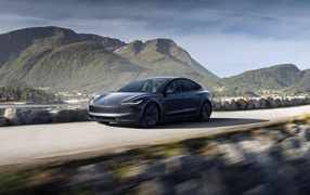 2024 Tesla Model 3 electric car on the road
