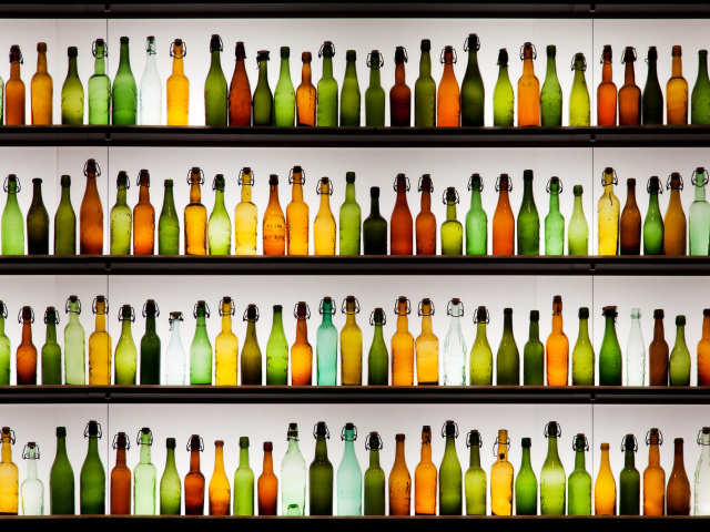 Bottles on the shelves wallpapers and images - wallpapers, pictures, photos