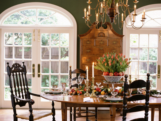 dining room with garden view