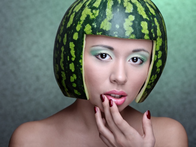 The girl in the helmet of the watermelon rind wallpapers and images