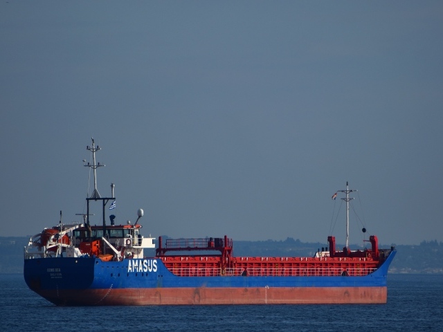 Большое грузовое судно Amasus в море