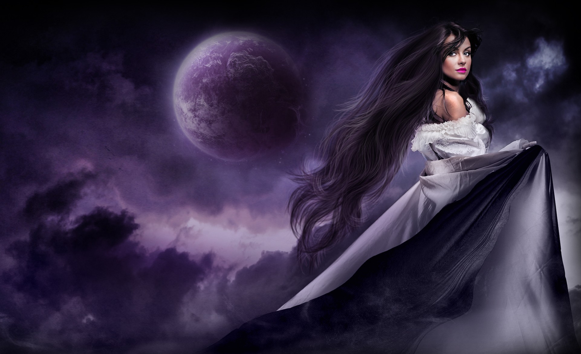 Long Hair Moon Dress Wallpapers And Images Wallpapers Pictures Photos