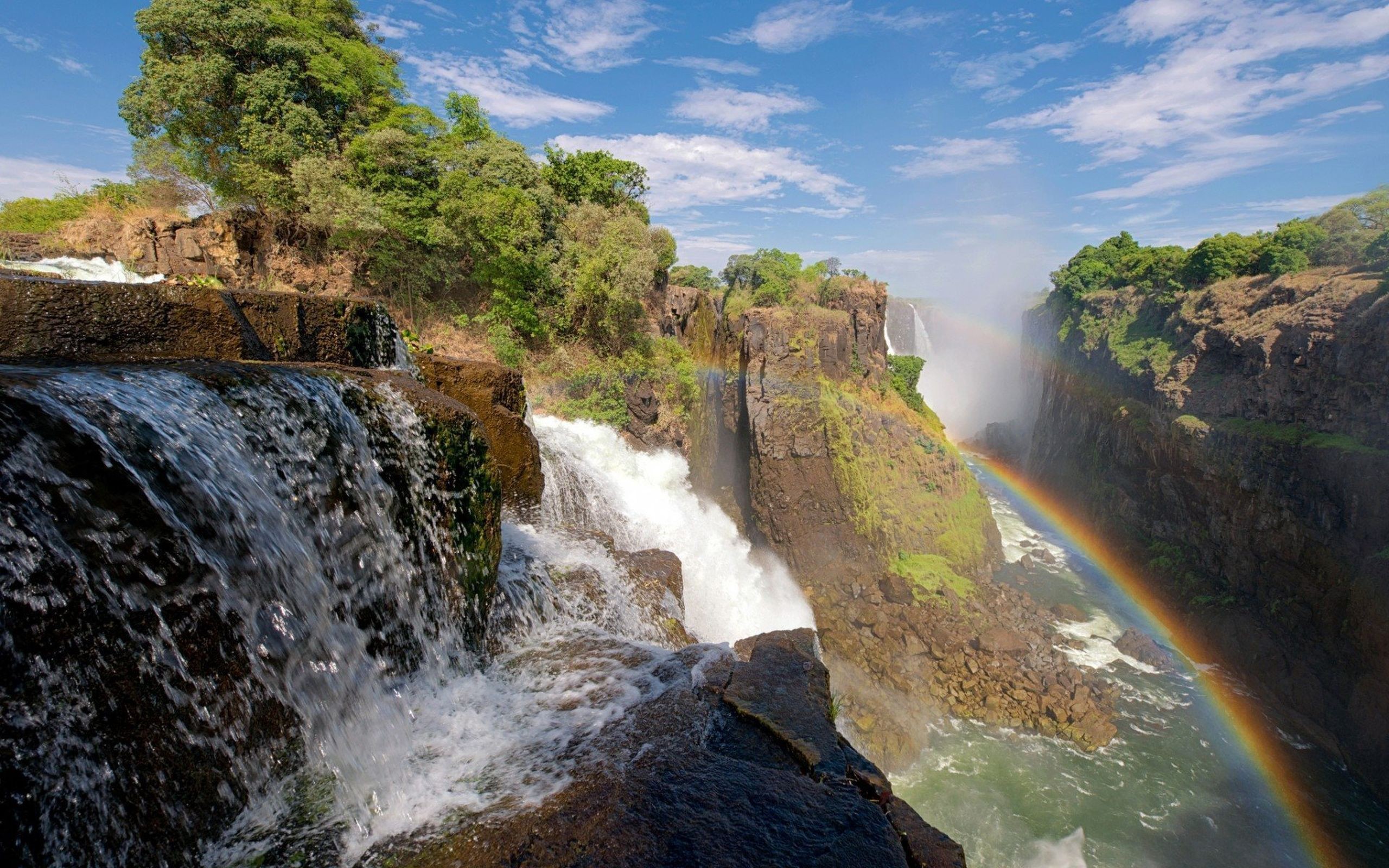 Waterfall with a rainbow wallpapers and images - wallpapers, pictures