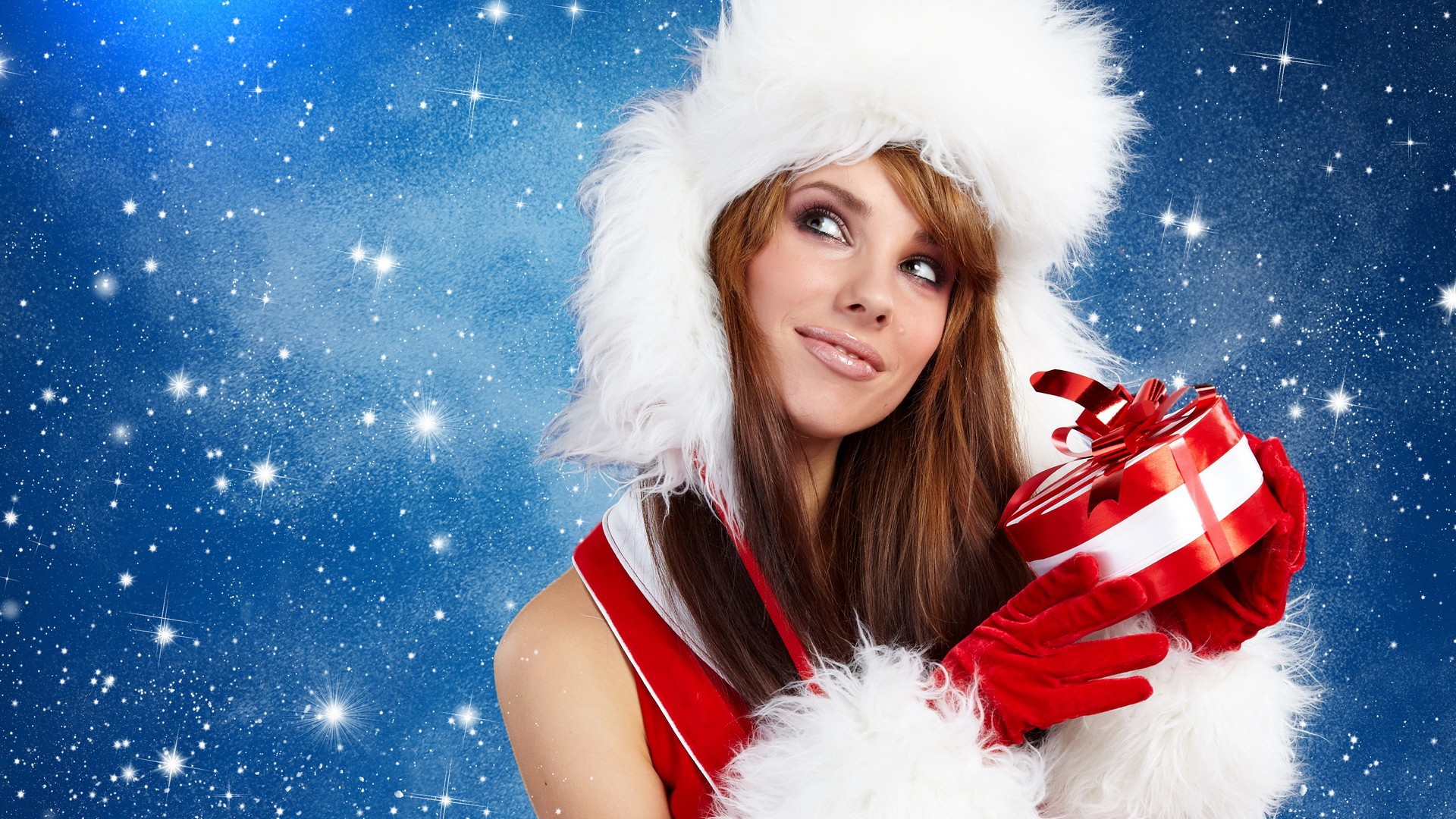 Girl With Christmas T Wallpapers And Images Wallpapers Pictures 