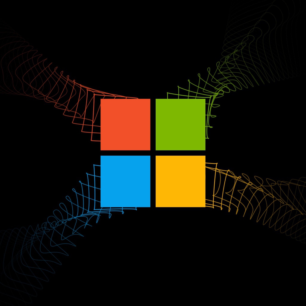 Разноцветный значок Windows на черном фоне